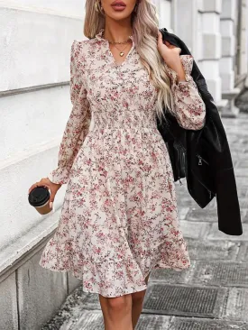 🌼 Ruffle Hem Floral Surplice Long Sleeve Dress 🌼