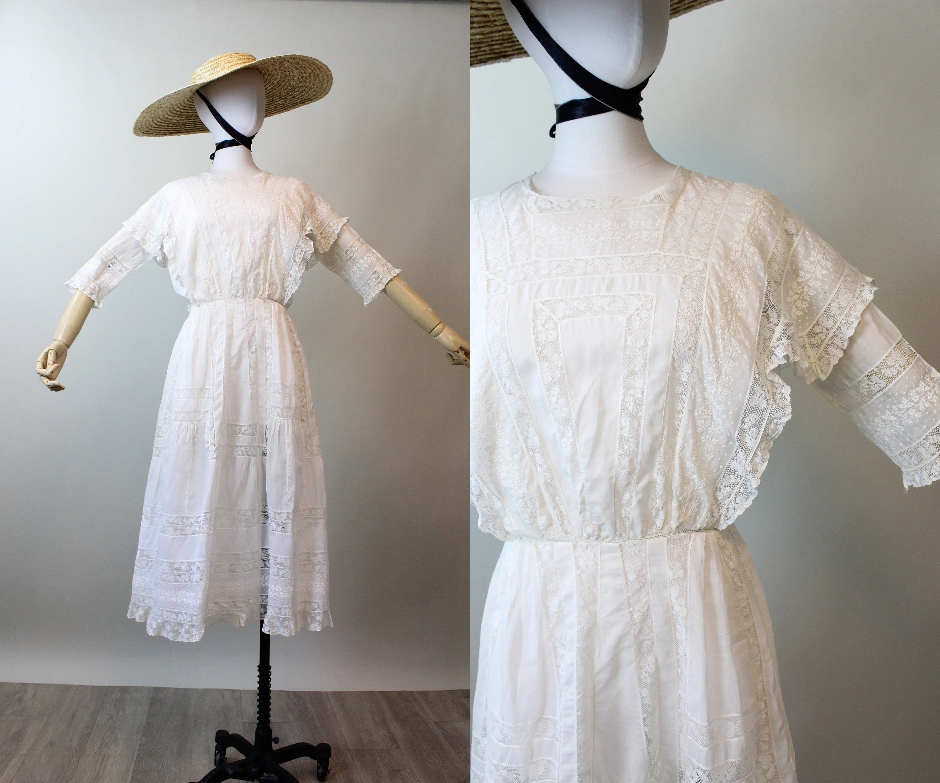 1910 ANTIQUE IRISH lace edwardian lingerie dress small medium | new spring