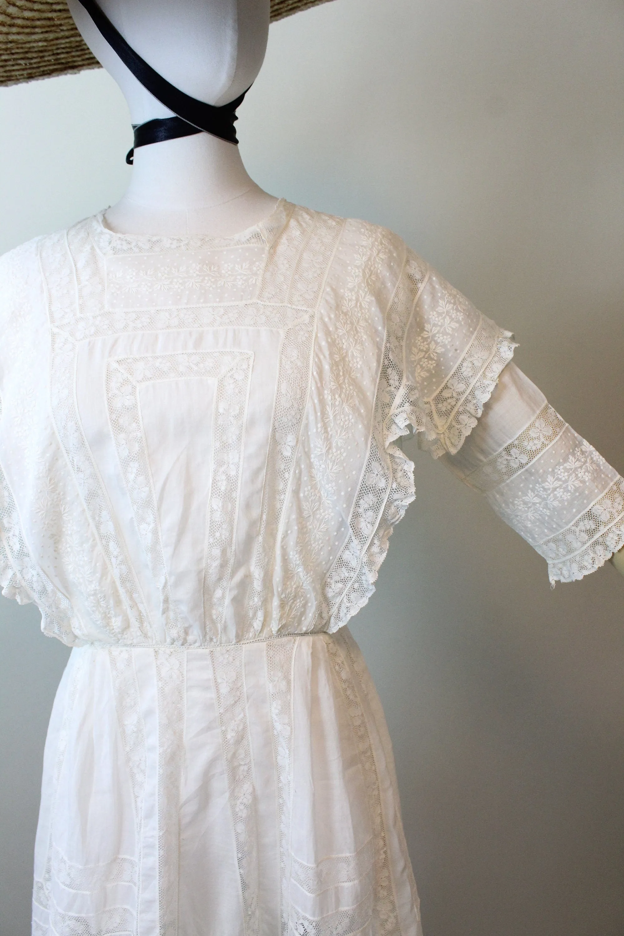 1910 ANTIQUE IRISH lace edwardian lingerie dress small medium | new spring