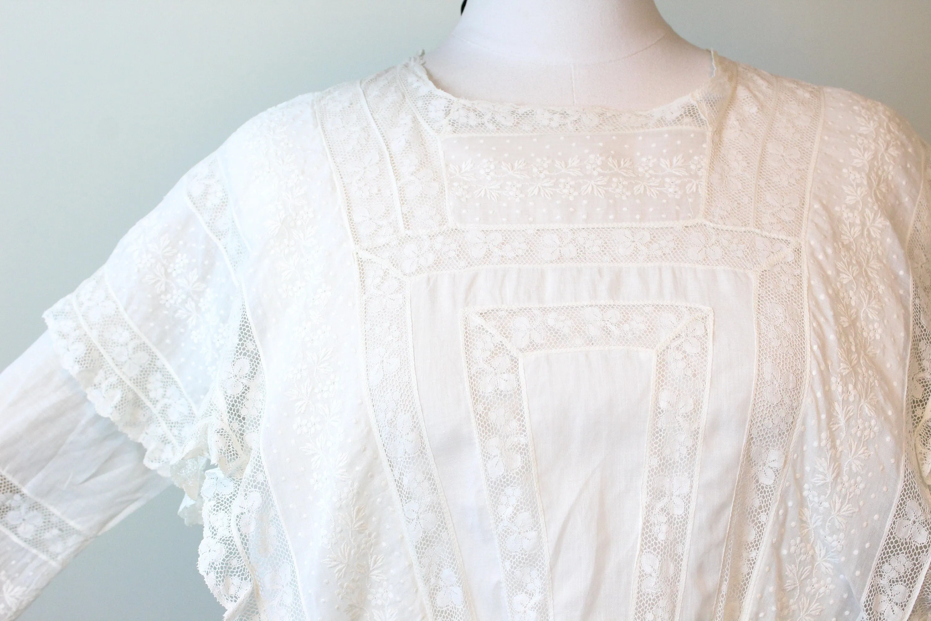 1910 ANTIQUE IRISH lace edwardian lingerie dress small medium | new spring