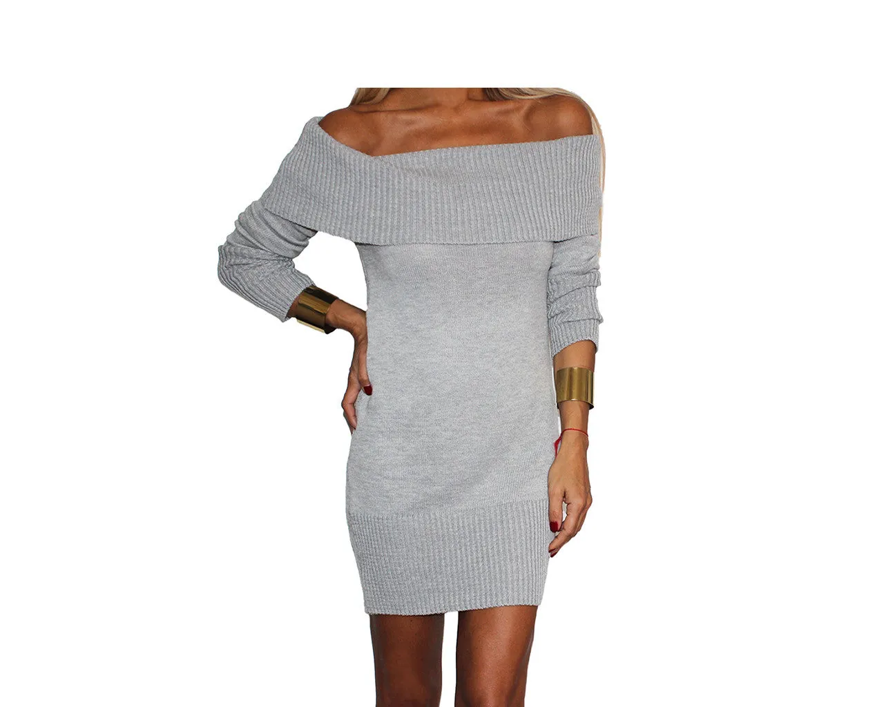 81 Black Knit Off the Shoulder Dress - The St. Moritz