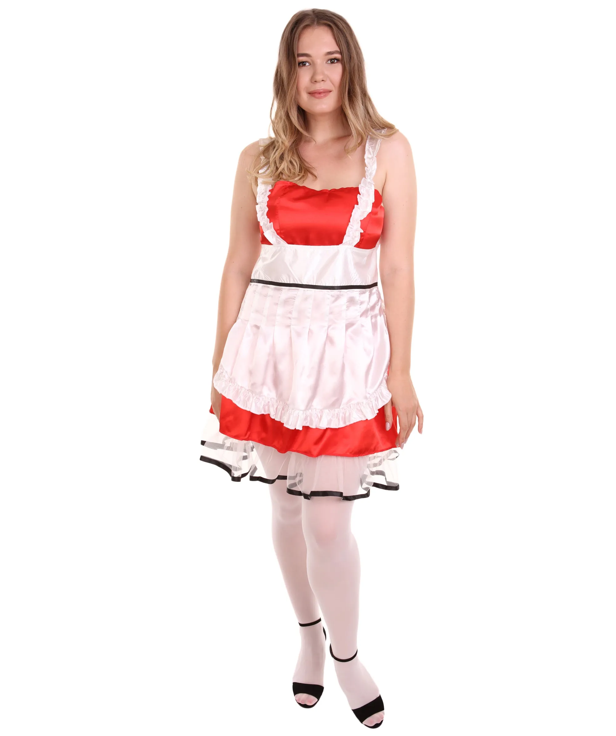 Adult Women's Sexy French Maid Uniform Costume | Red Cosplay Costume