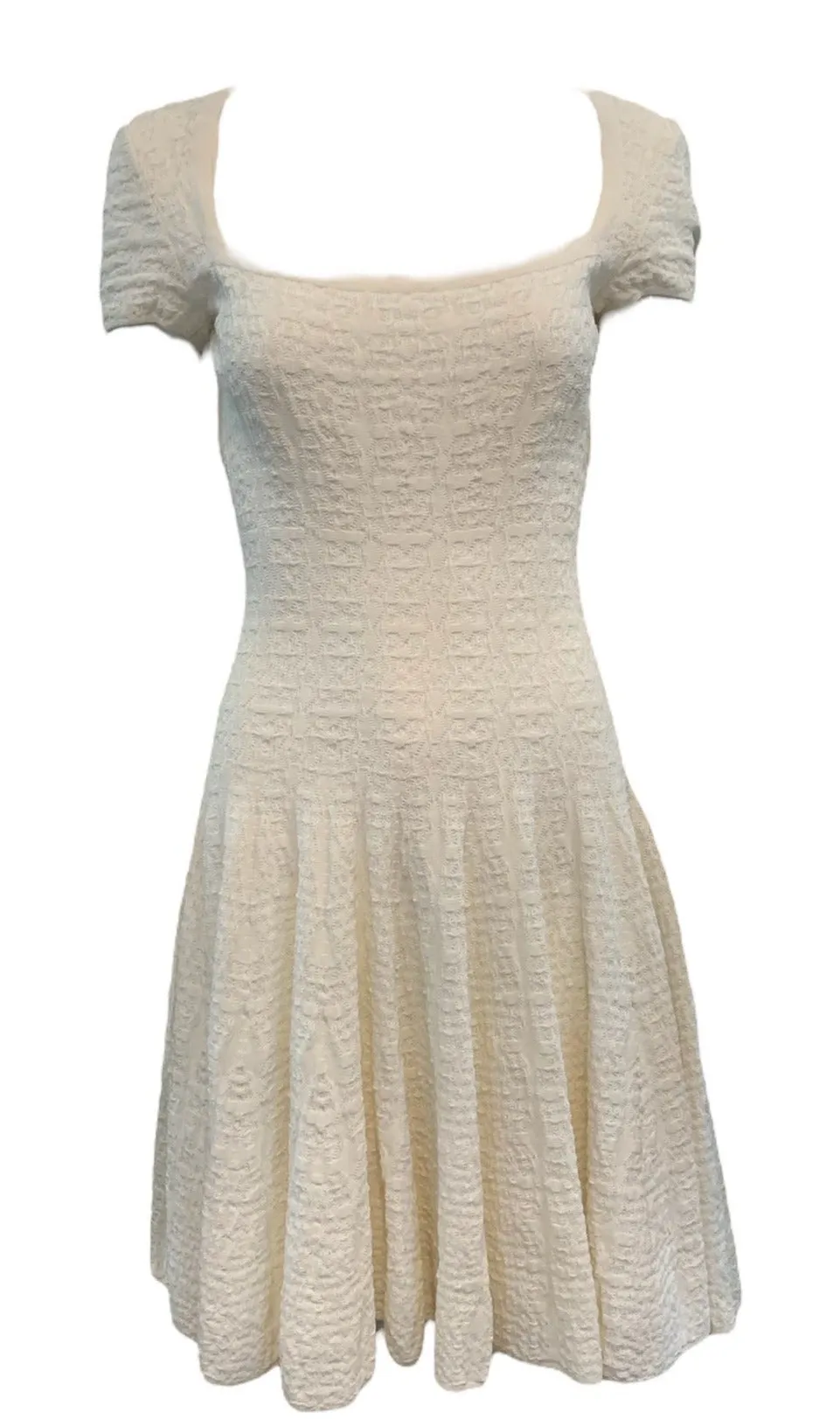 Alaia Y2K White Textured Knit Drop Waist Dress