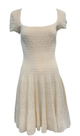 Alaia Y2K White Textured Knit Drop Waist Dress