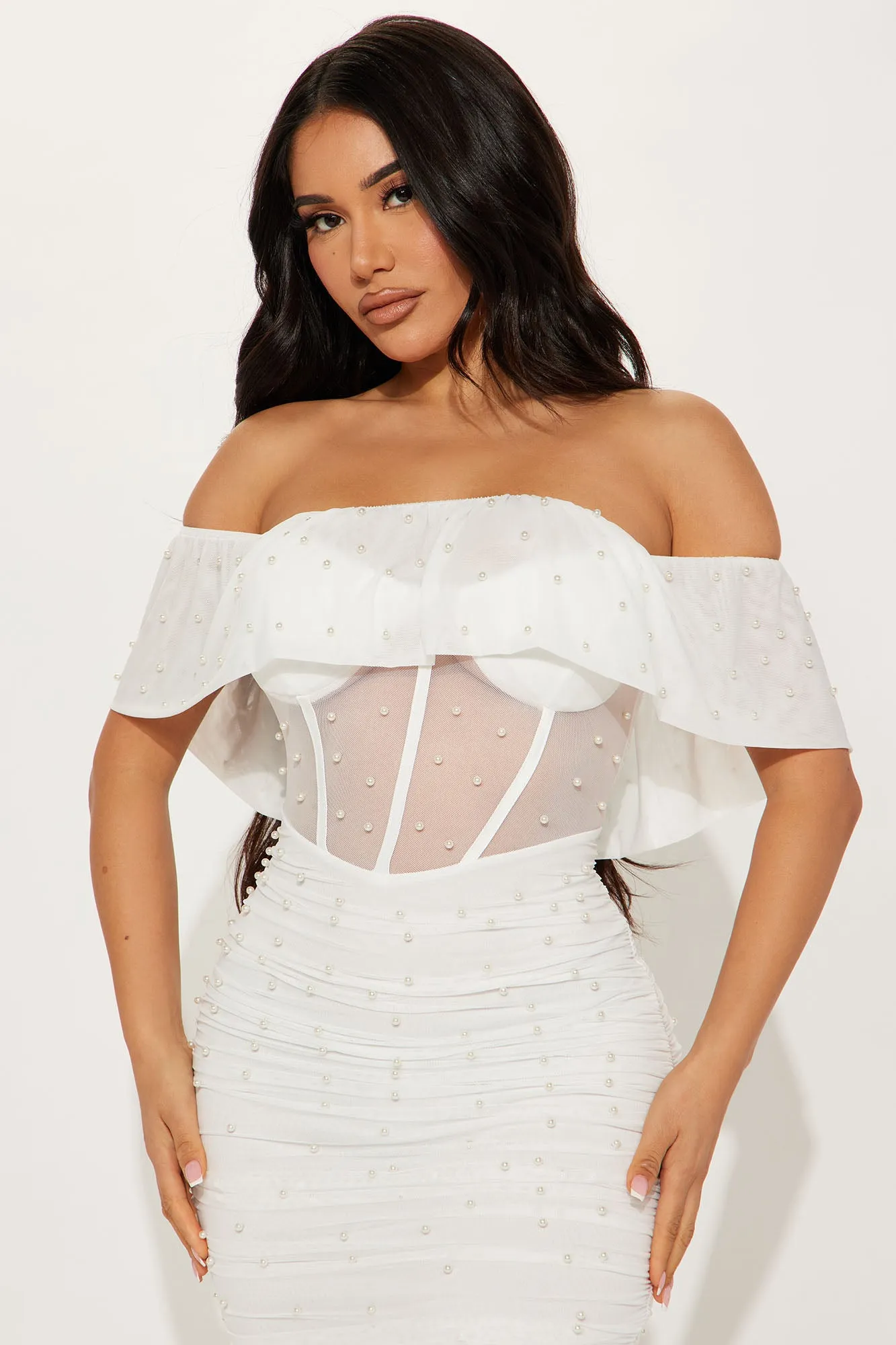 All An Illusion Pearl Maxi Dress - White