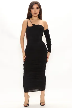 All My Love Slinky Midi Dress - Black