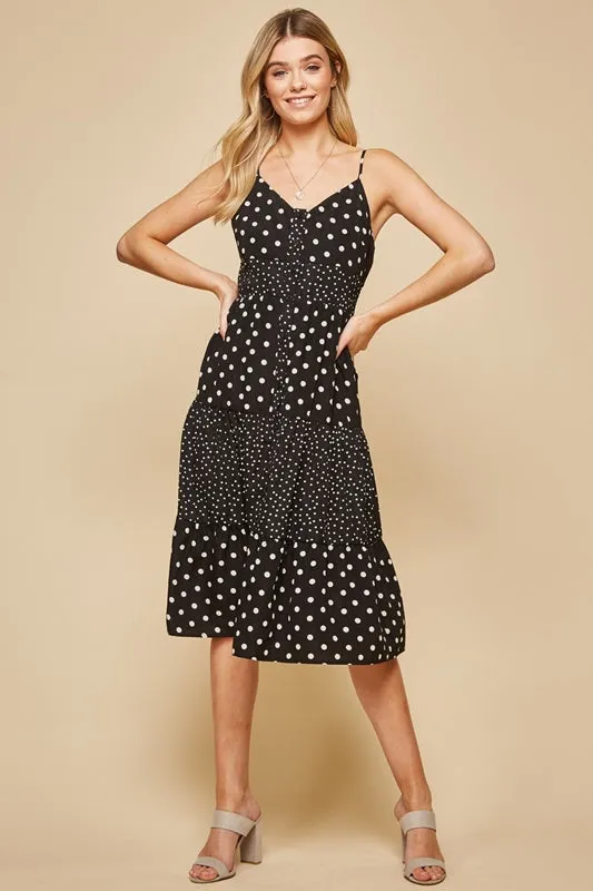 Andree by Unit Polka Dot Midi Dress - Black