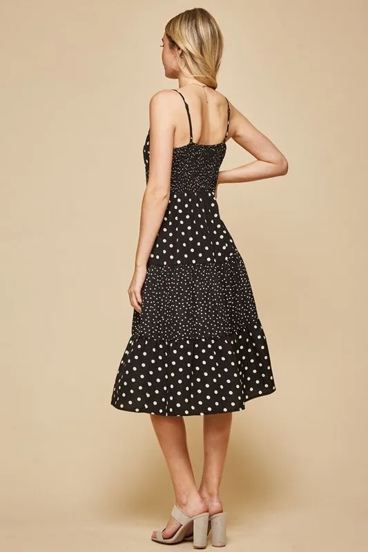 Andree by Unit Polka Dot Midi Dress - Black