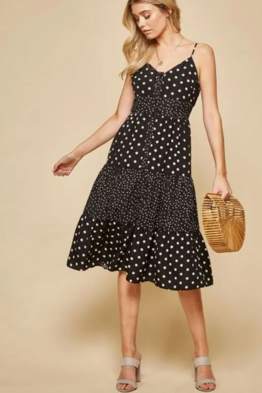 Andree by Unit Polka Dot Midi Dress - Black