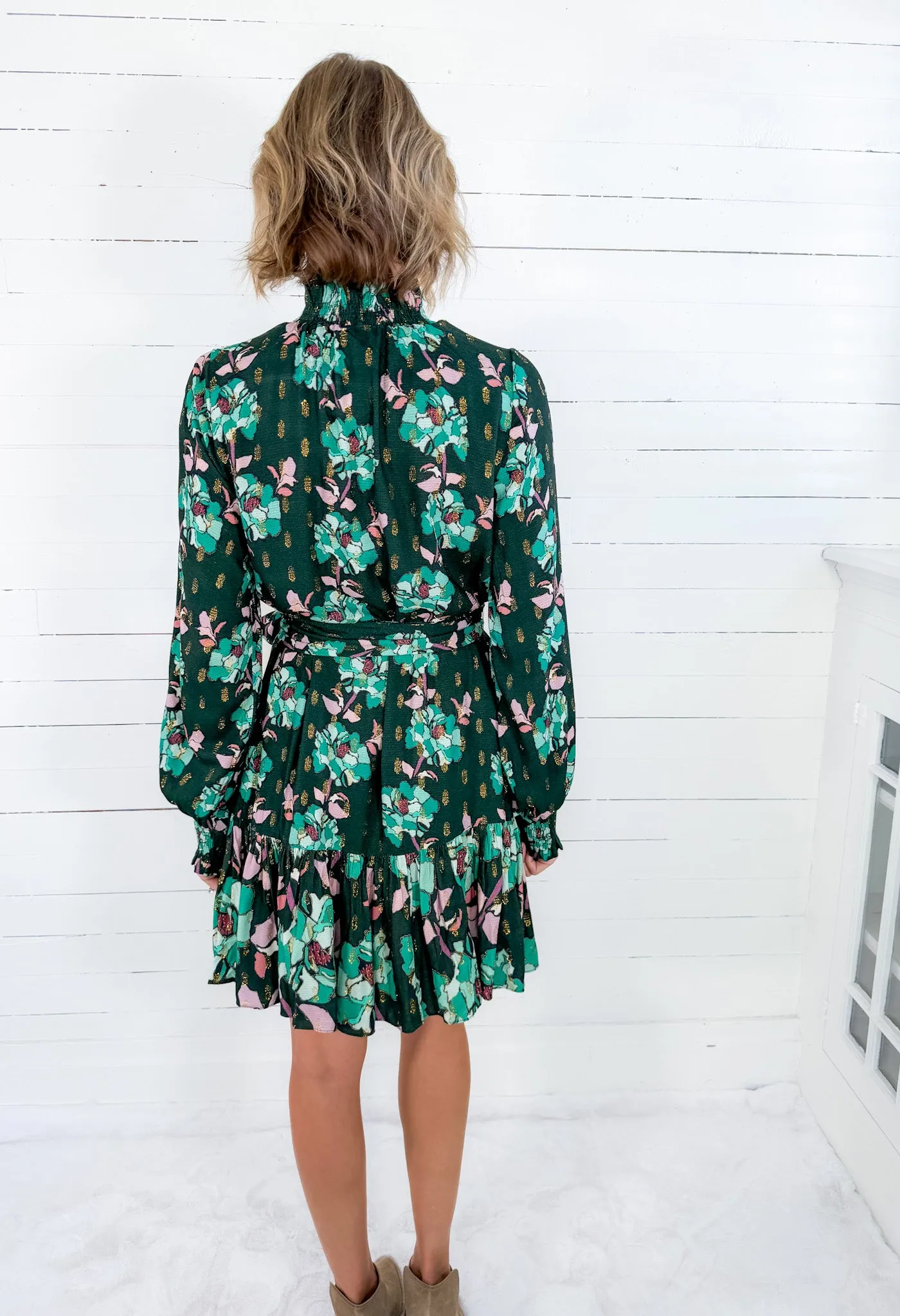 Avery Emerald Stained Glass Floral Dress