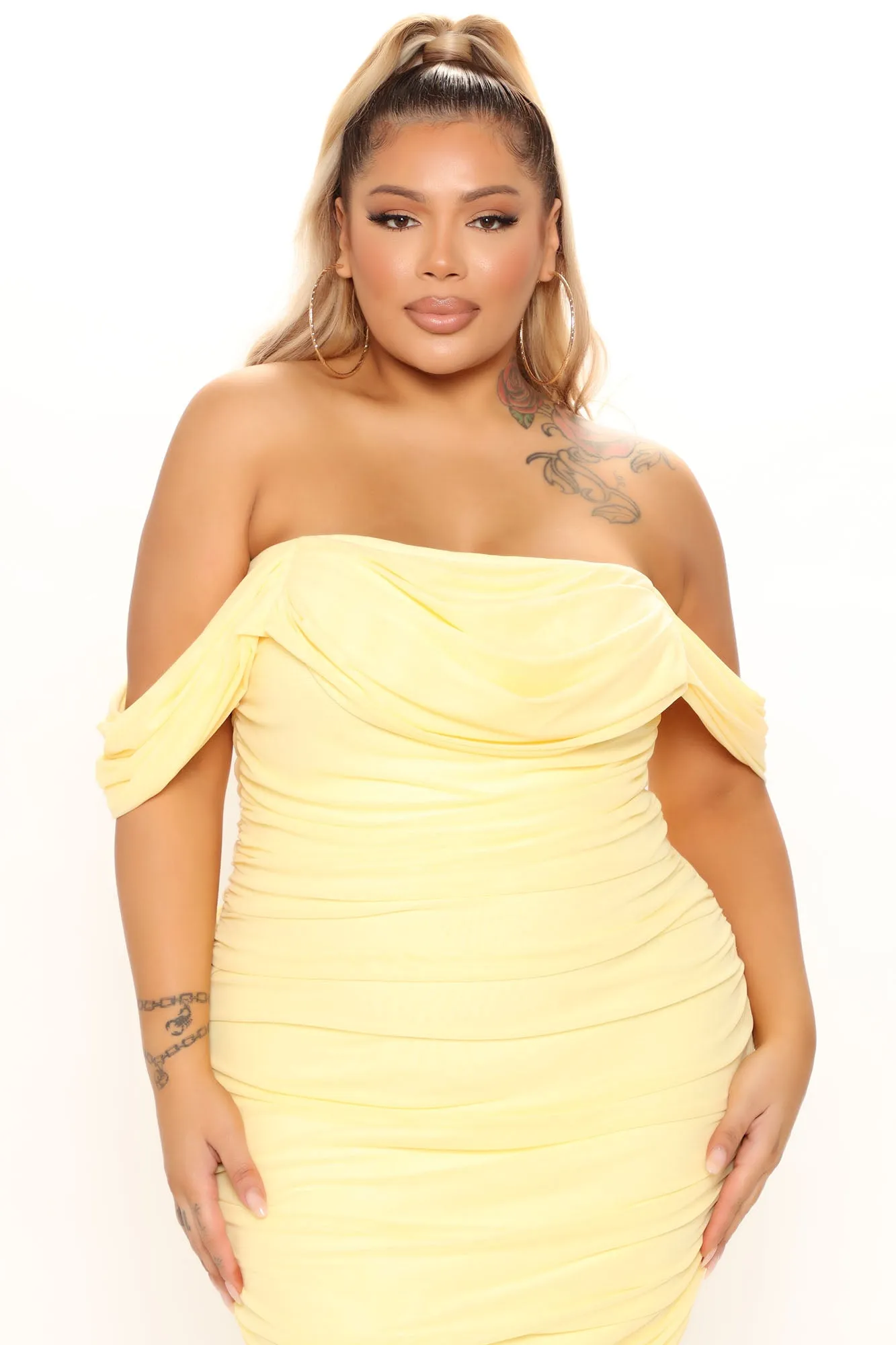 Bad For The Night Bandage Midi Dress - Yellow