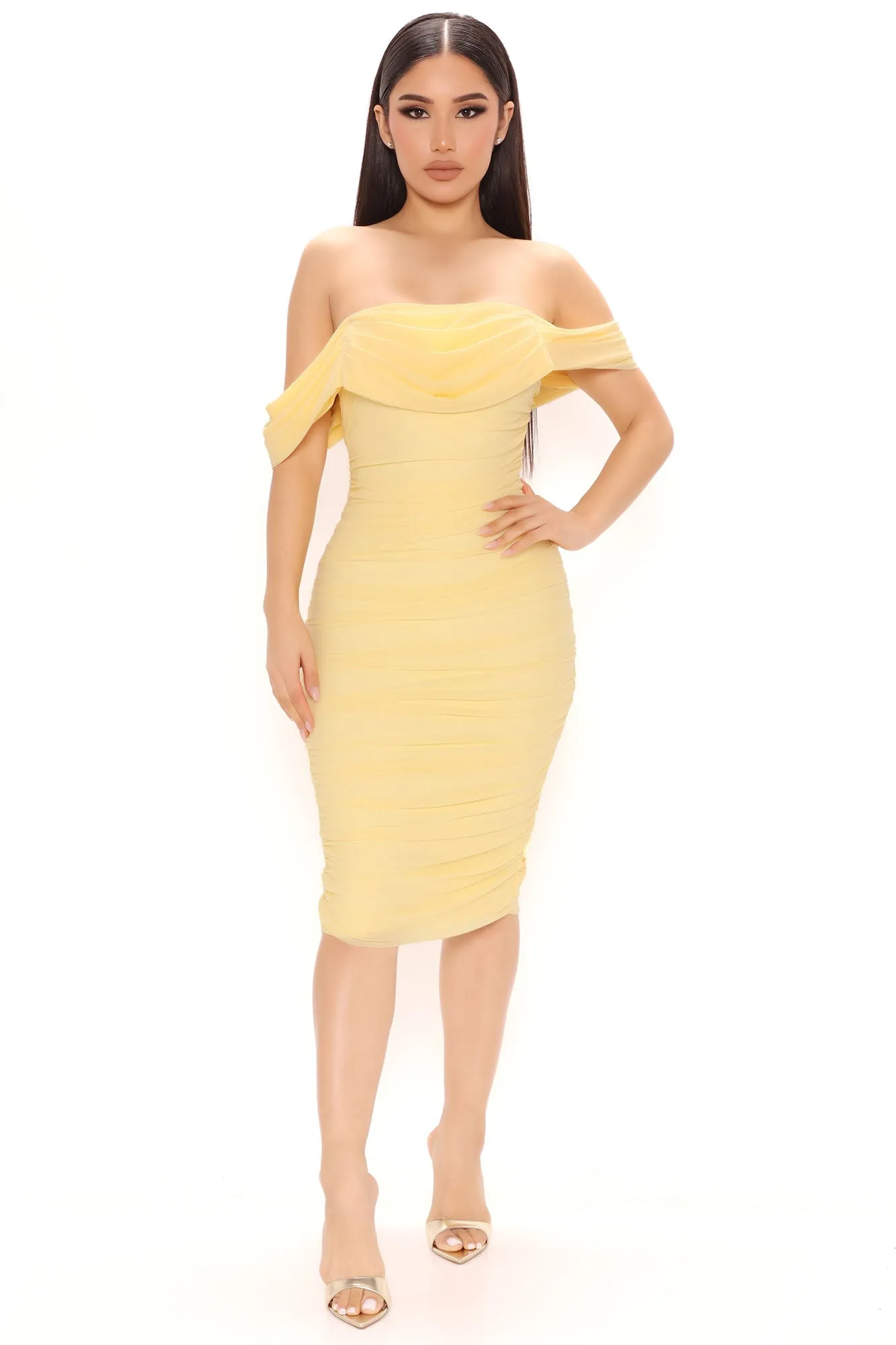 Bad For The Night Bandage Midi Dress - Yellow