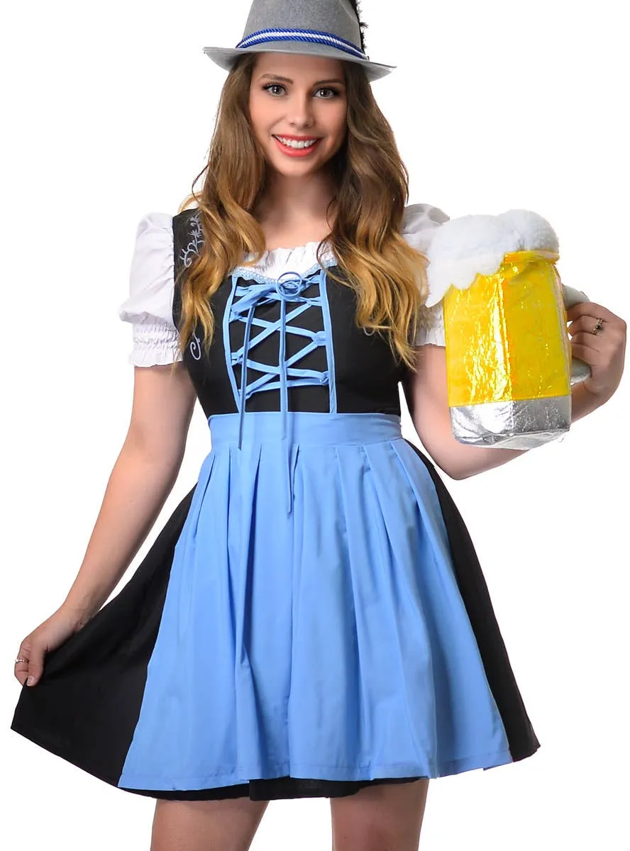 Bavarian Beer Wench Womens Blue Plus Size Oktoberfest Costume