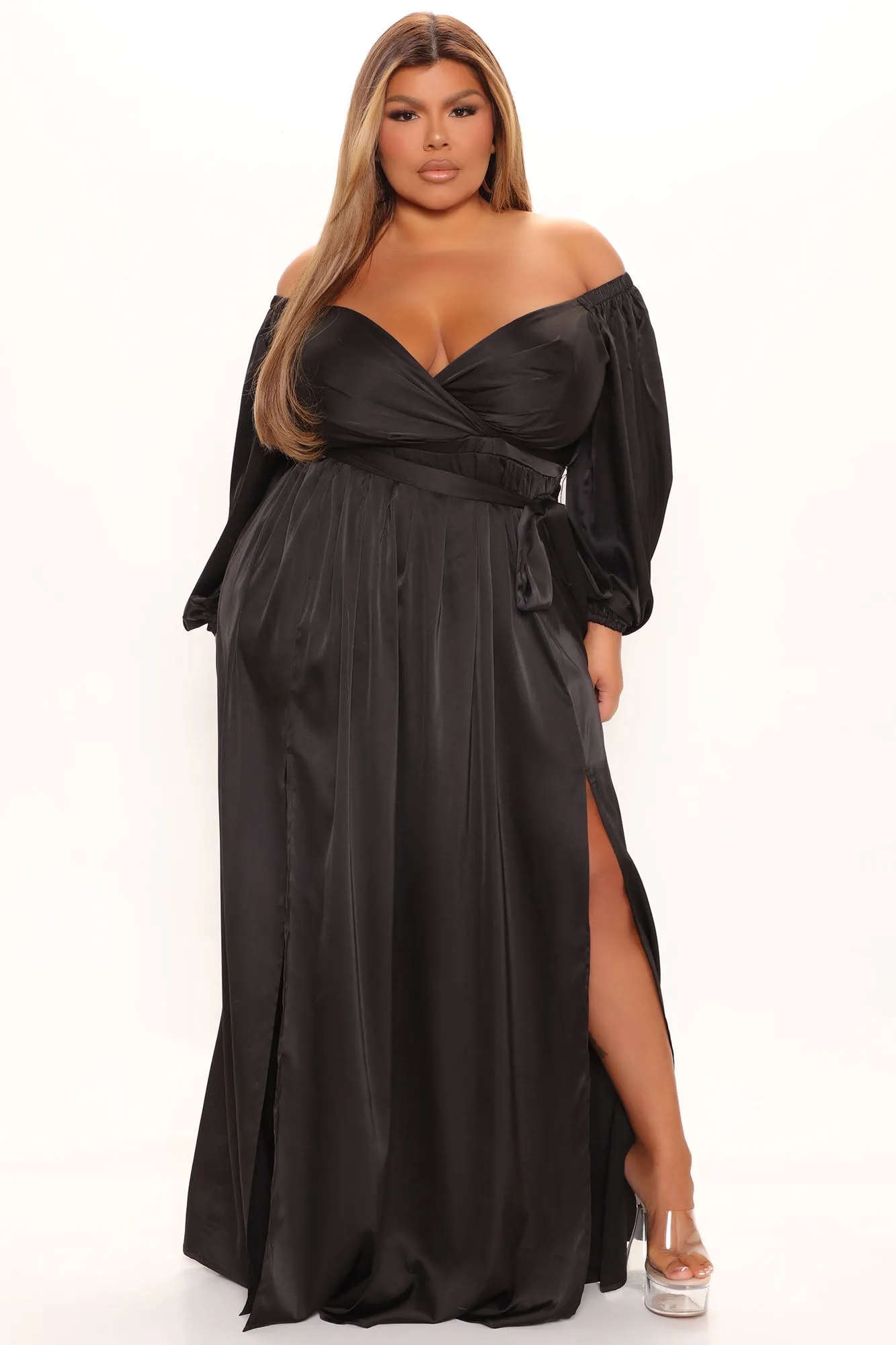 Beautiful Moments Satin Maxi Dress - Black