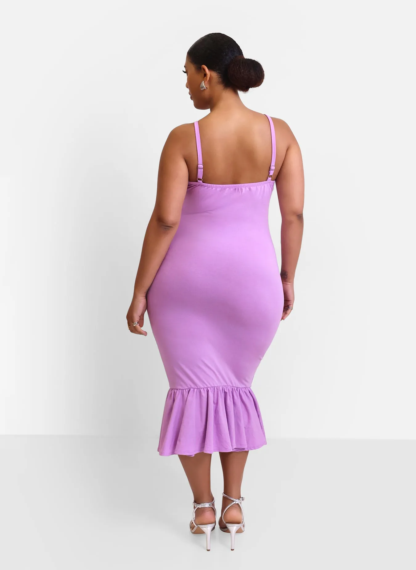 Best Intentions Ruffle Hem Bodycon Midi Dress - Lilac