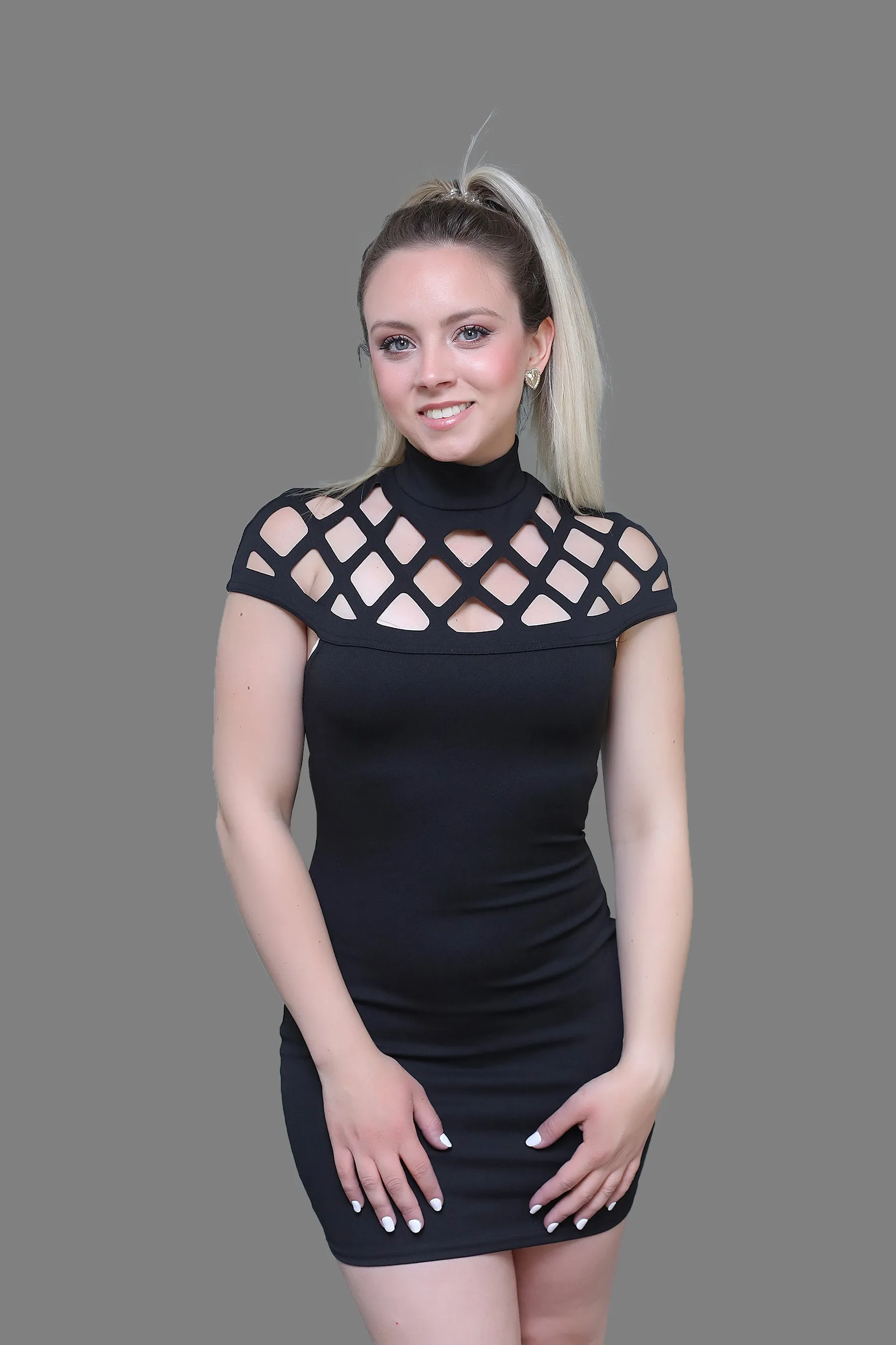 Black Caged Bodycon Eliza Dress