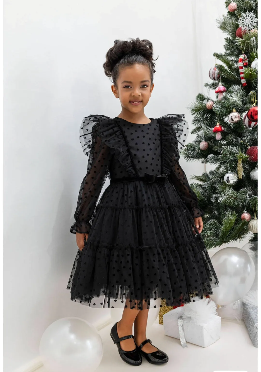 Black Heart-Shaped Girls Dress