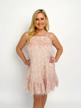 Blush Shaggy Ruffle Hem Dress