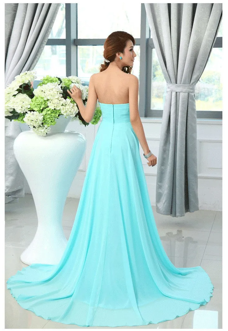 Chiffon turquoise colored  bridesmaid dress at Bling Brides Bouquet