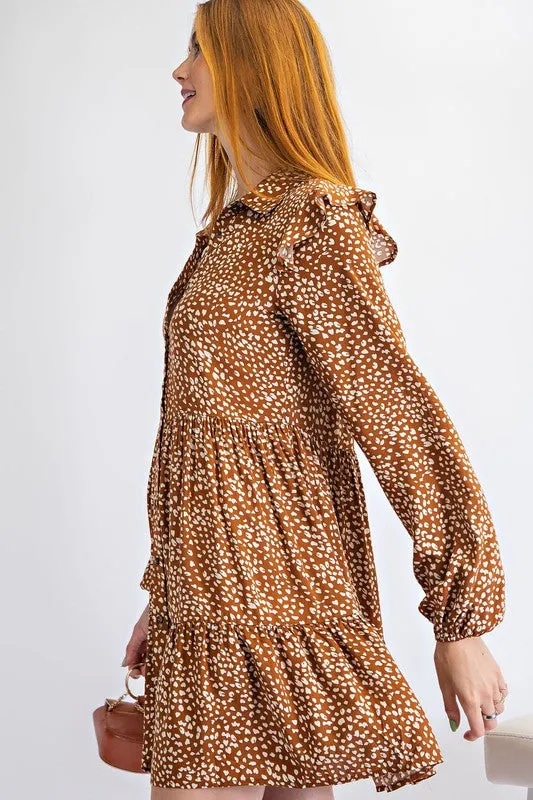 Come Back to Me Leopard Print Dress, Rust