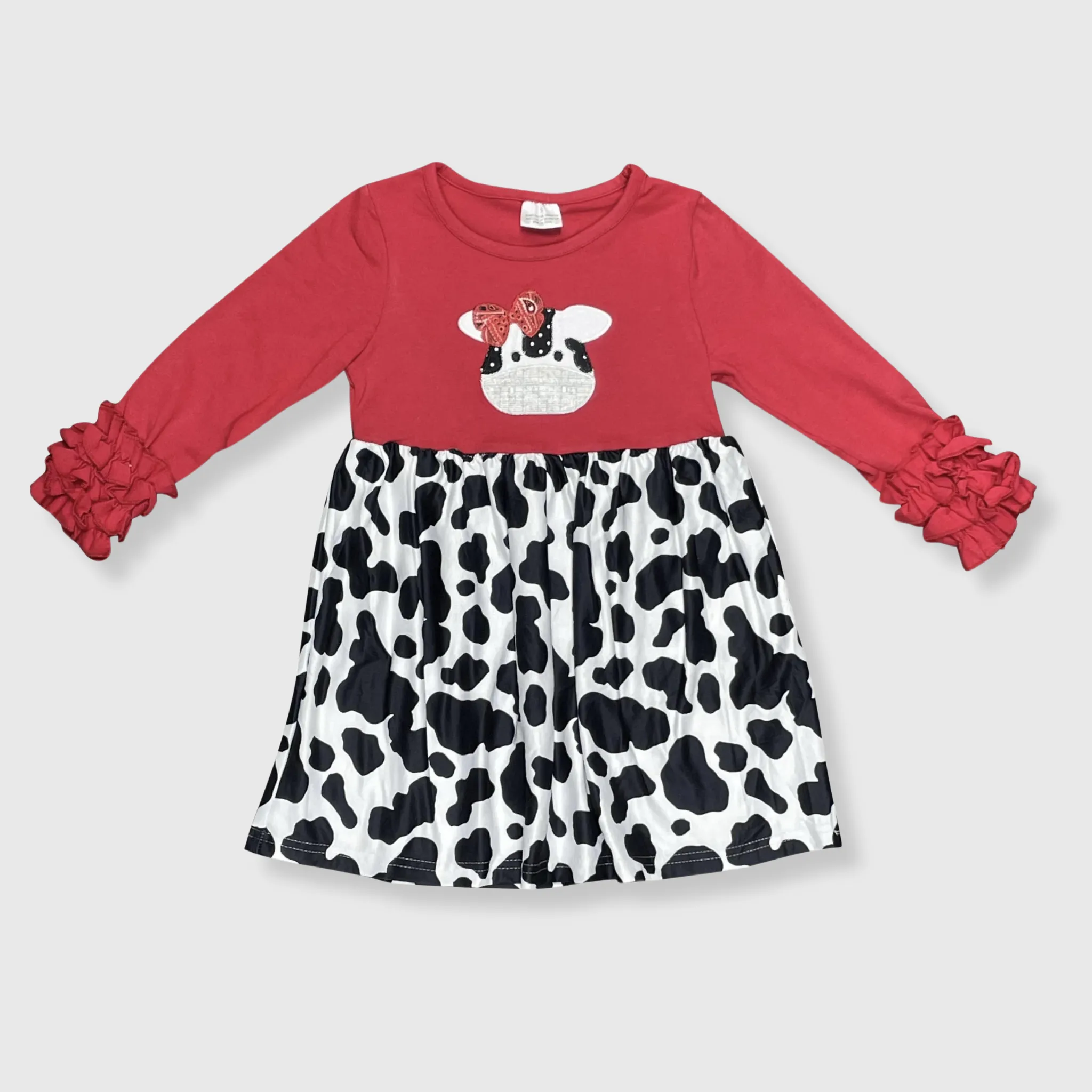 Cow Red Black Ruffle Dress