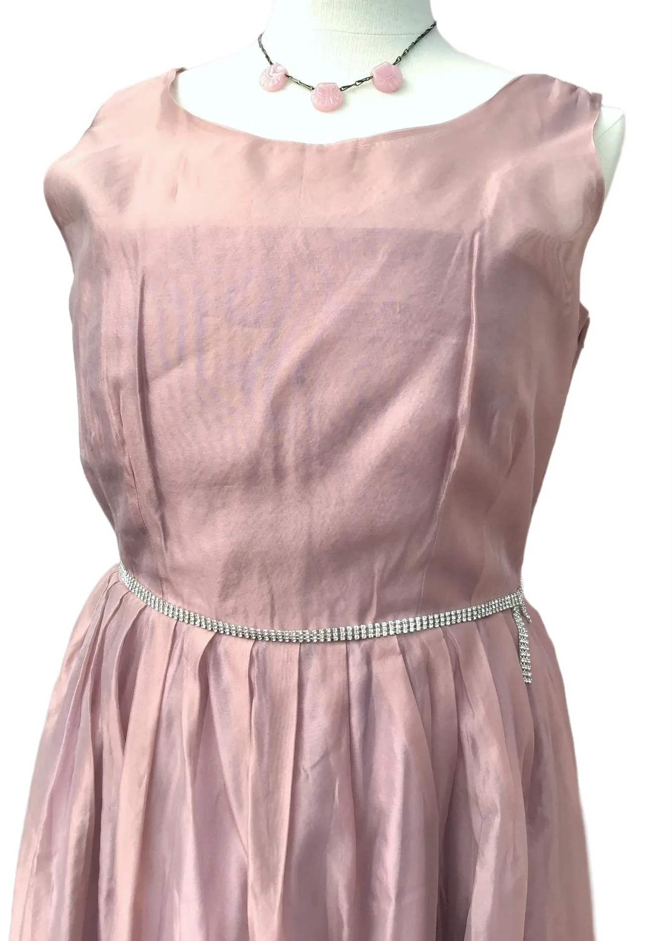 Dusky Pink Laura Ashley Shimmery Party Dress • Sleeveless • Size 16