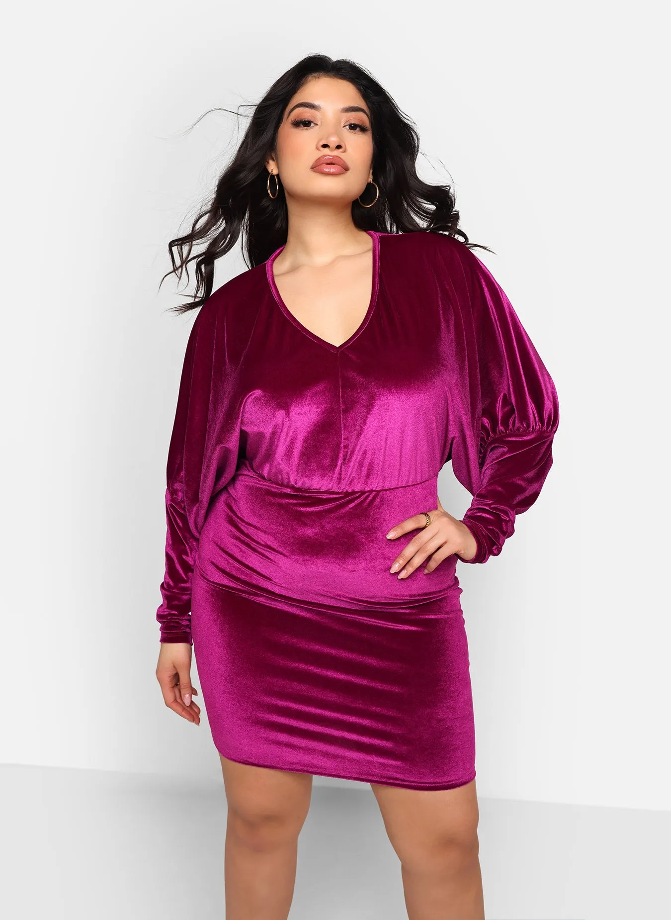 Elia Velvet Dolman Sleeve Mini Bodycon Dress