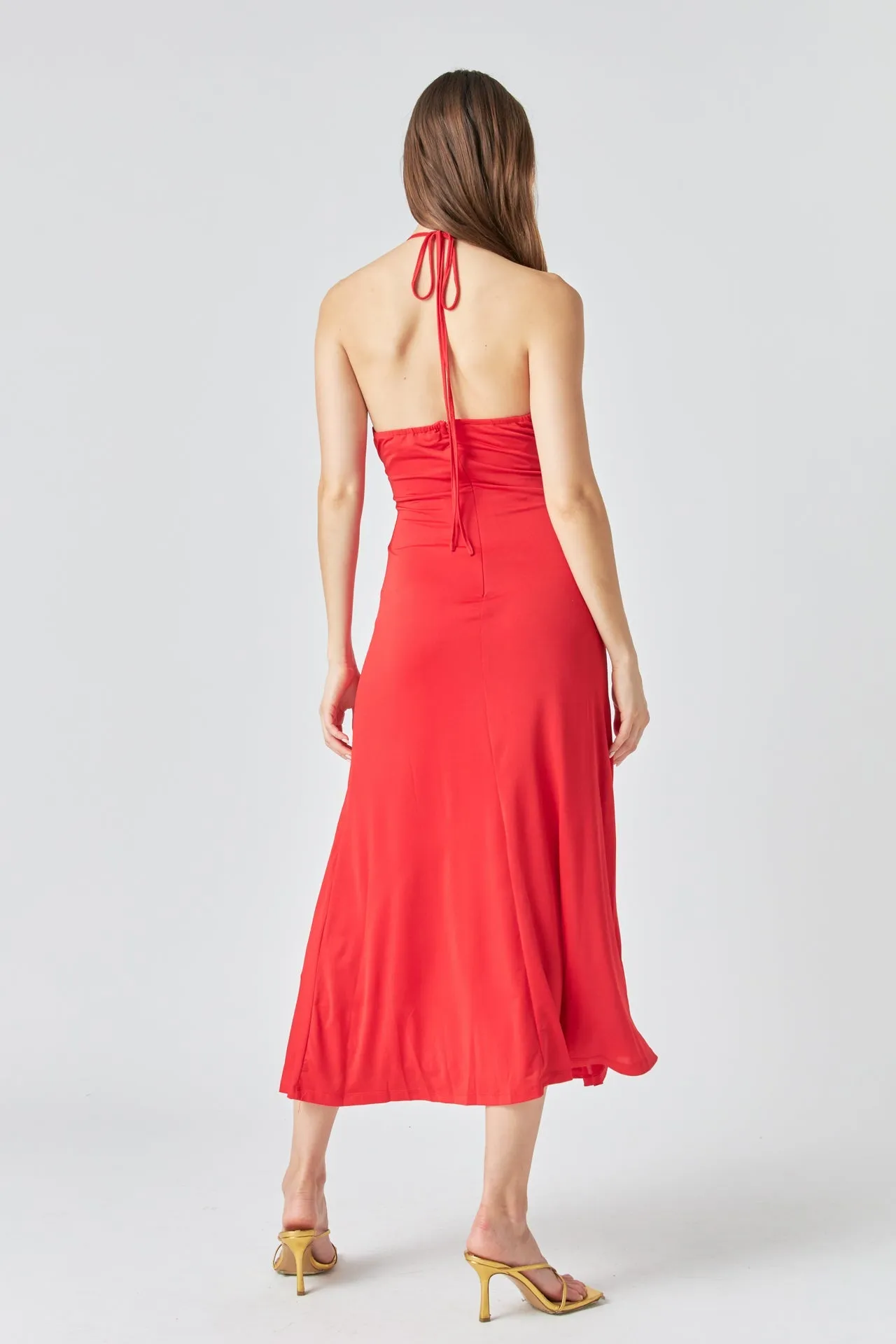 Endless Rose - Halter Ruched Maxi Dress