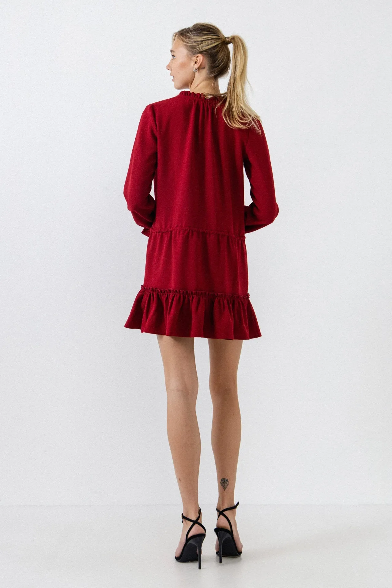 English Factory - Tassel Trim Dress With Ruffle At Hem