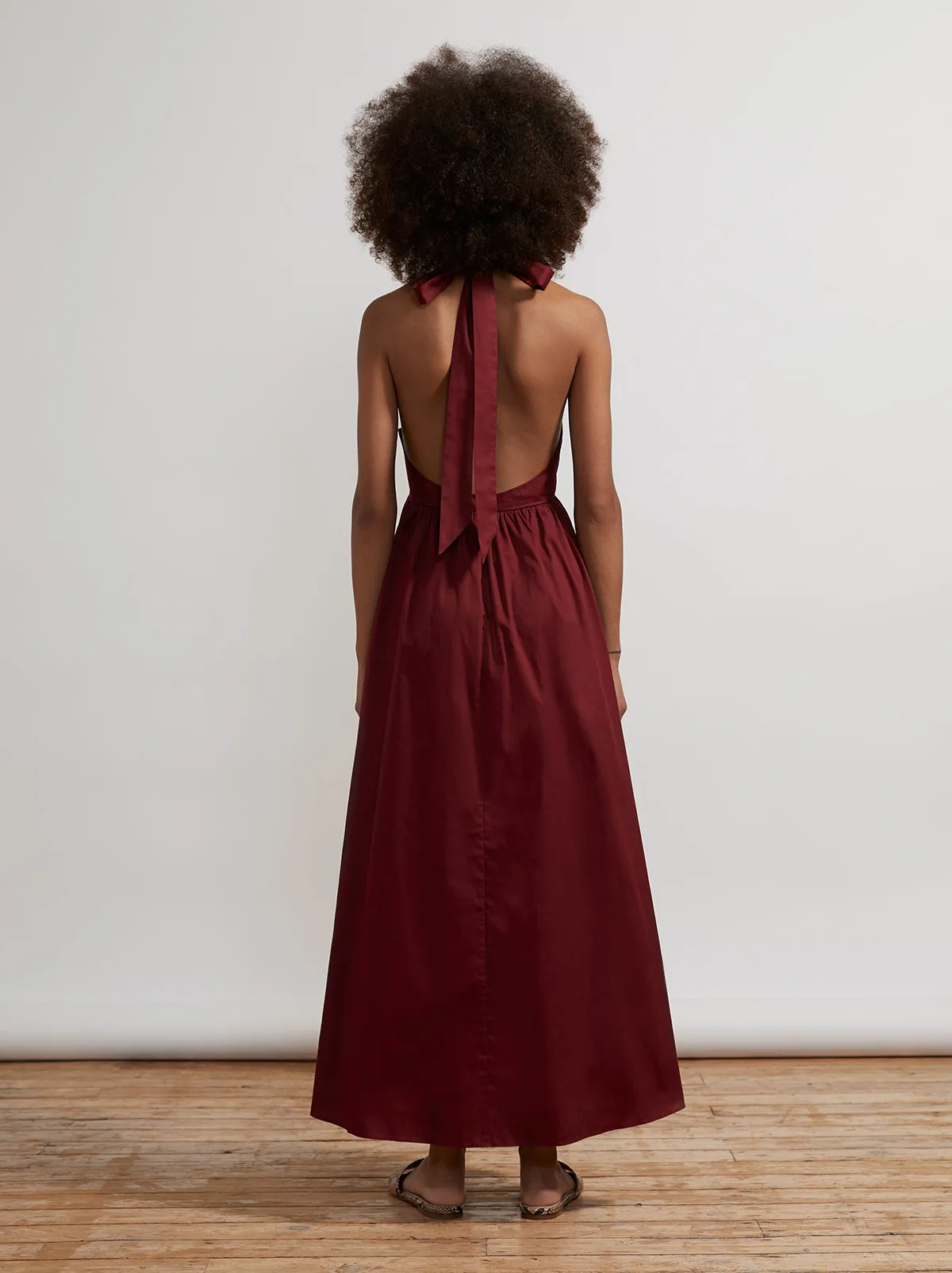 Freya Burgundy Halter Neck Maxi Dress