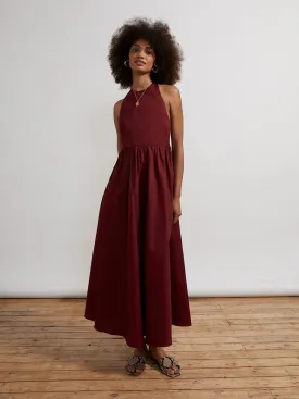 Freya Burgundy Halter Neck Maxi Dress