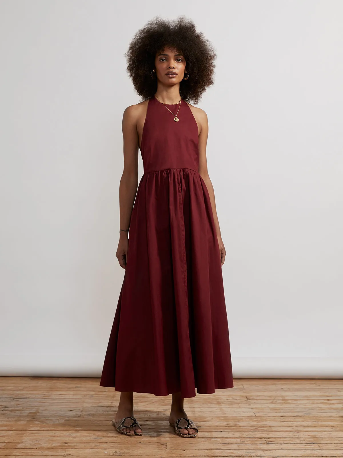 Freya Burgundy Halter Neck Maxi Dress