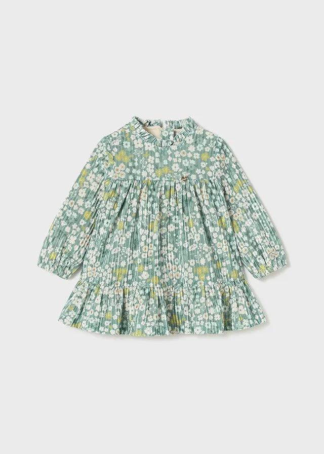 Girls L/S Floral Velvet Dress