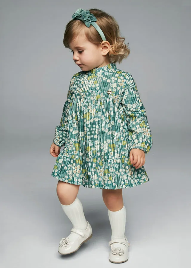 Girls L/S Floral Velvet Dress