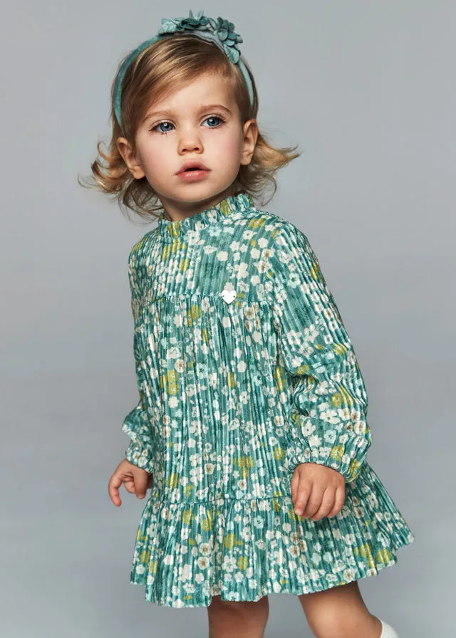 Girls L/S Floral Velvet Dress