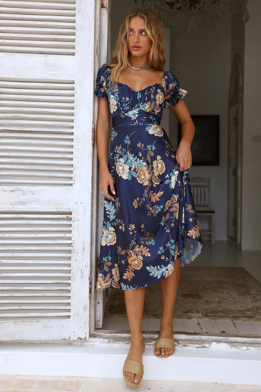 Gone to Paradise Midi Dress Navy