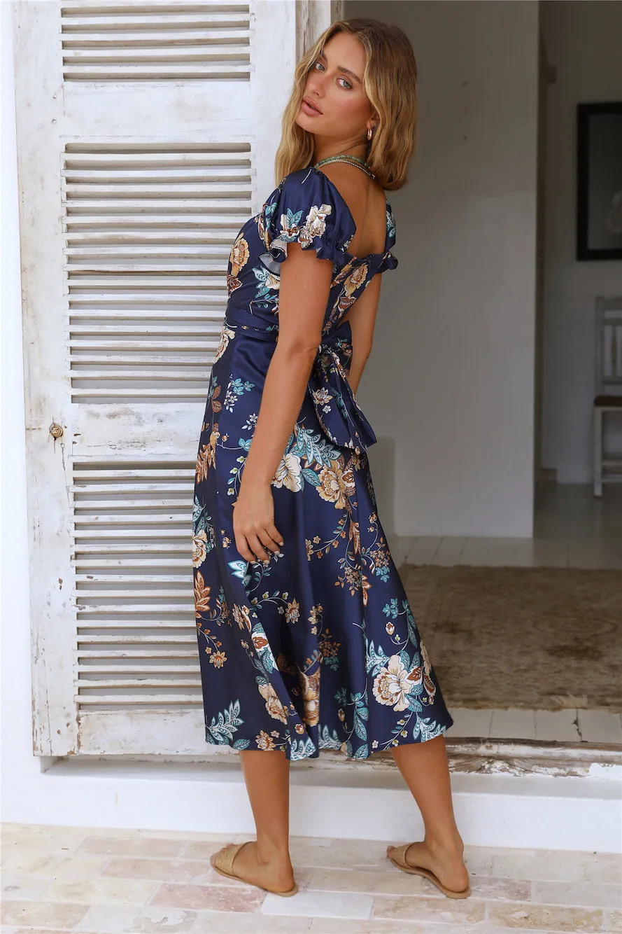 Gone to Paradise Midi Dress Navy