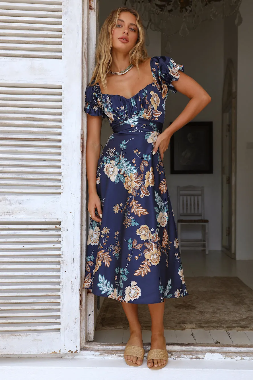 Gone to Paradise Midi Dress Navy