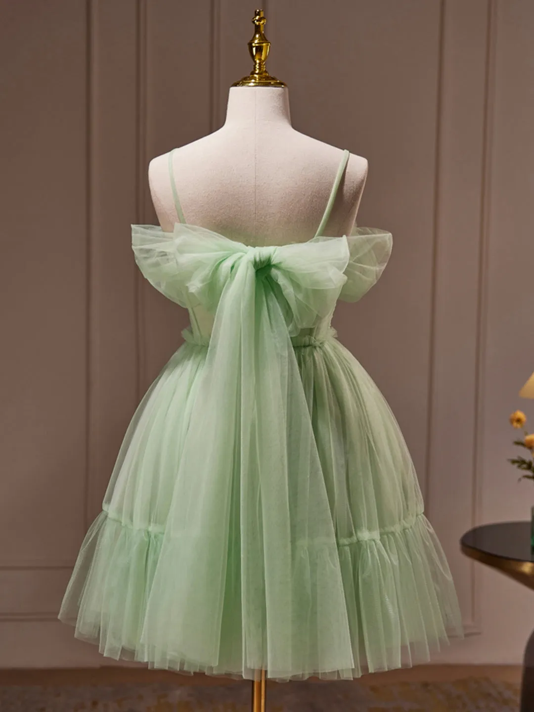 Green Tulle Lace Short Prom Dress Cute Homecoming Dress Green Party Dress