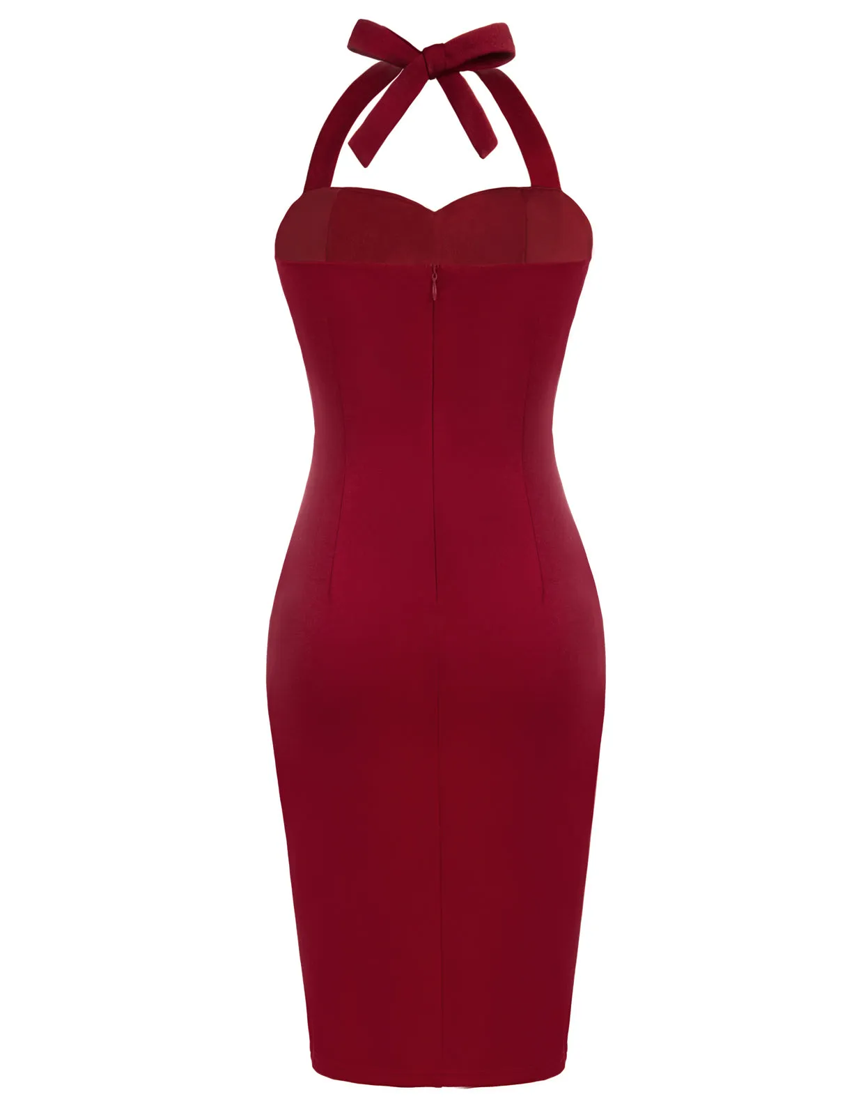 Halter Dress Sweetheart Neck Ruffle Decorated Bodycon Dress