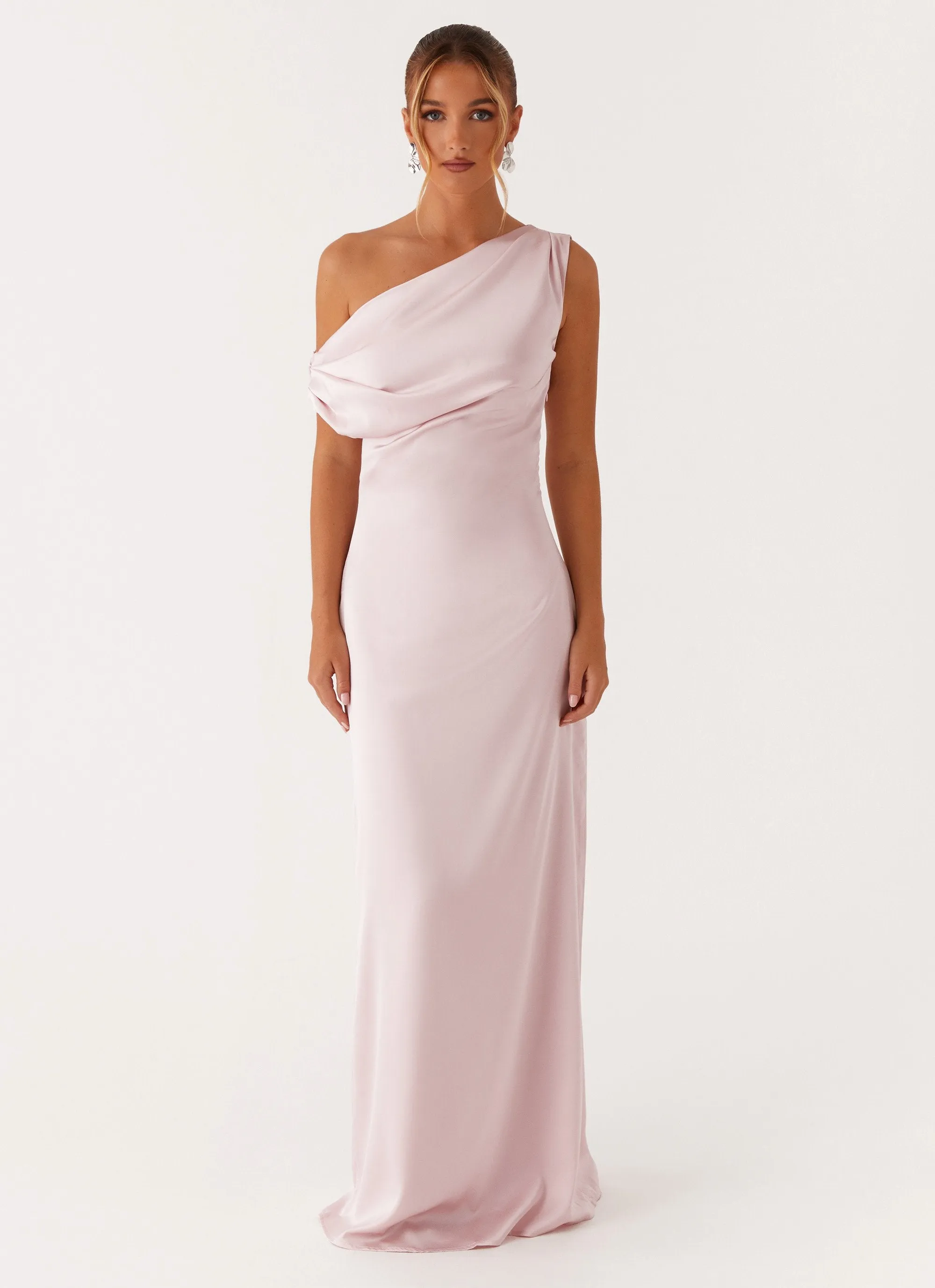 Heart Of Glass Satin Maxi Dress - Pink