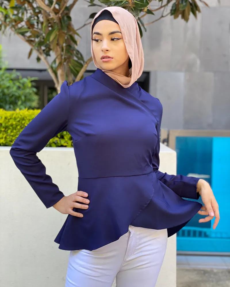 High Neck Wrap Blouse