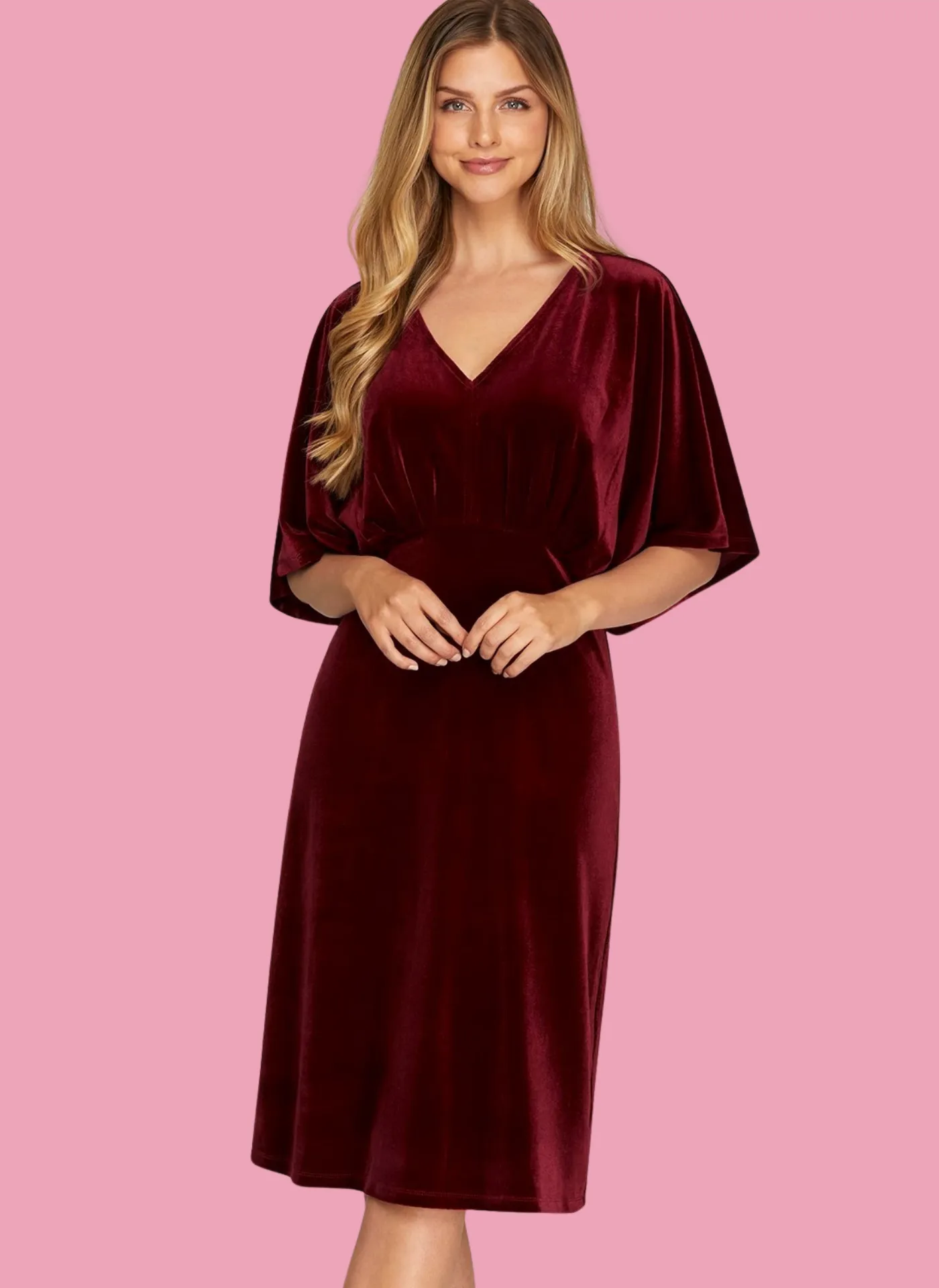 Kimono Sleeve Velvet Dress