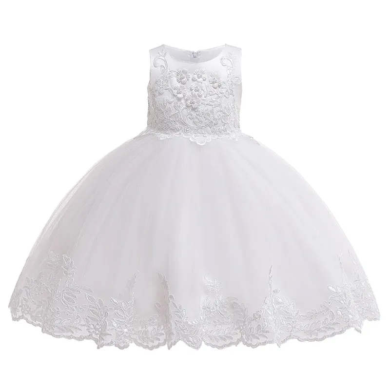 Lace Girls Party Dress Childs Birthday Princess Flower Girl Dresses 3-10 Years