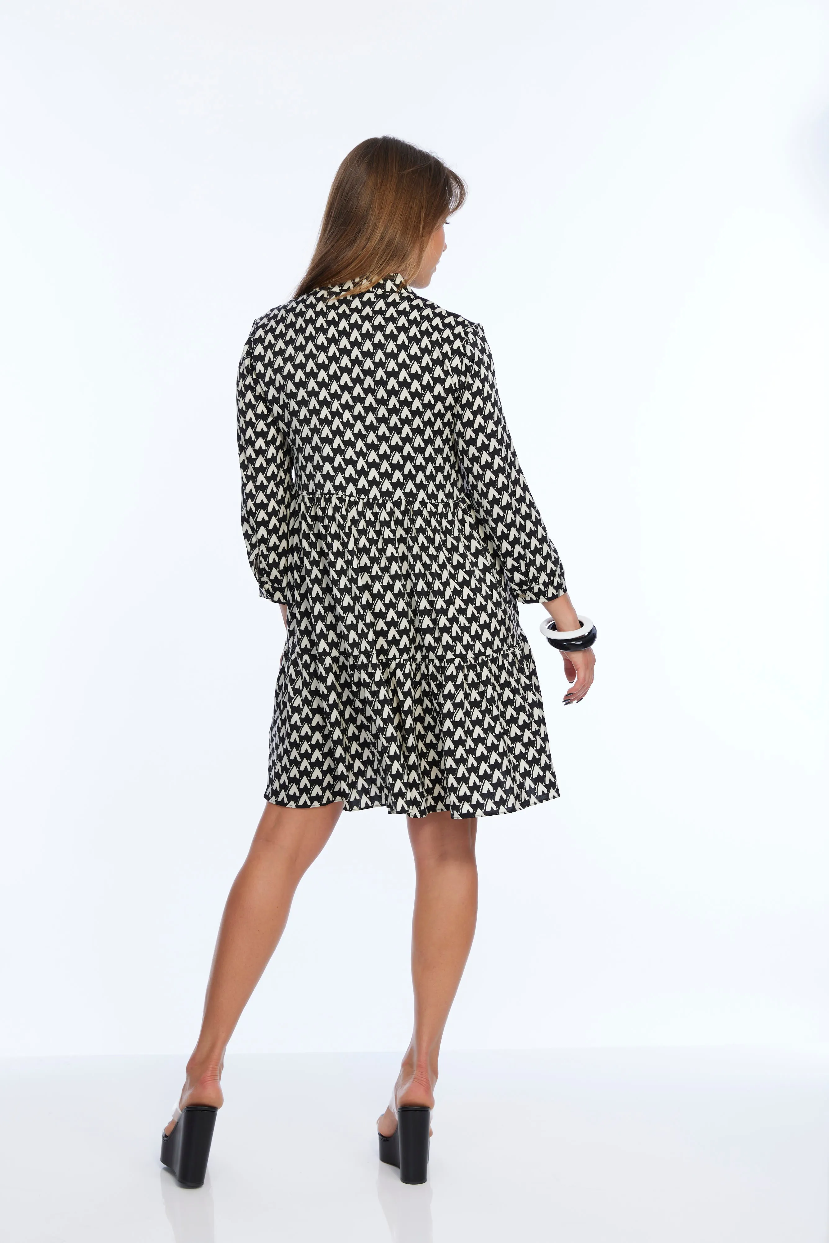 LIOR Women's Black & White Pattern Dress-"Dolly"