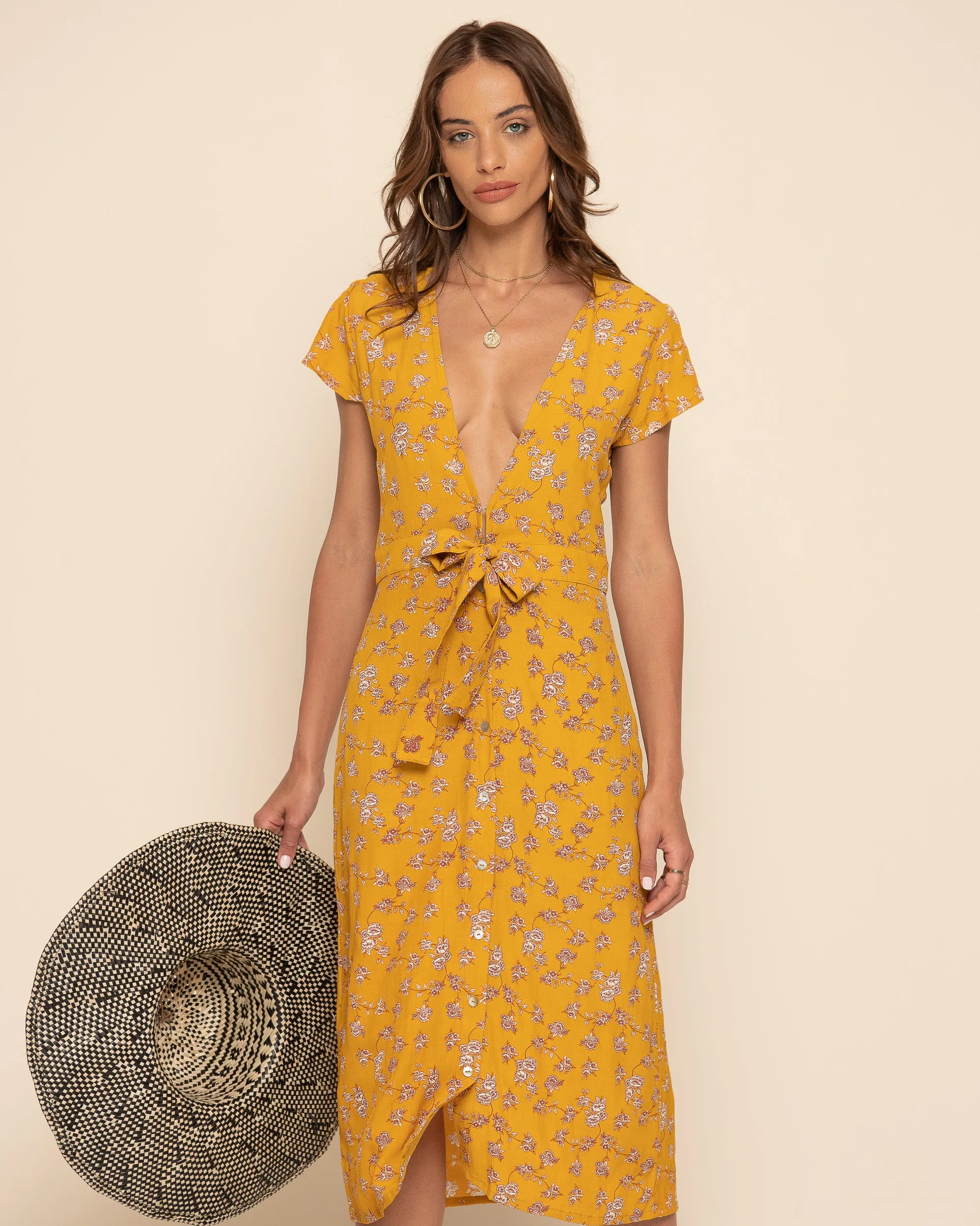 LOUISE MIDI DRESS | May Floral Marigold