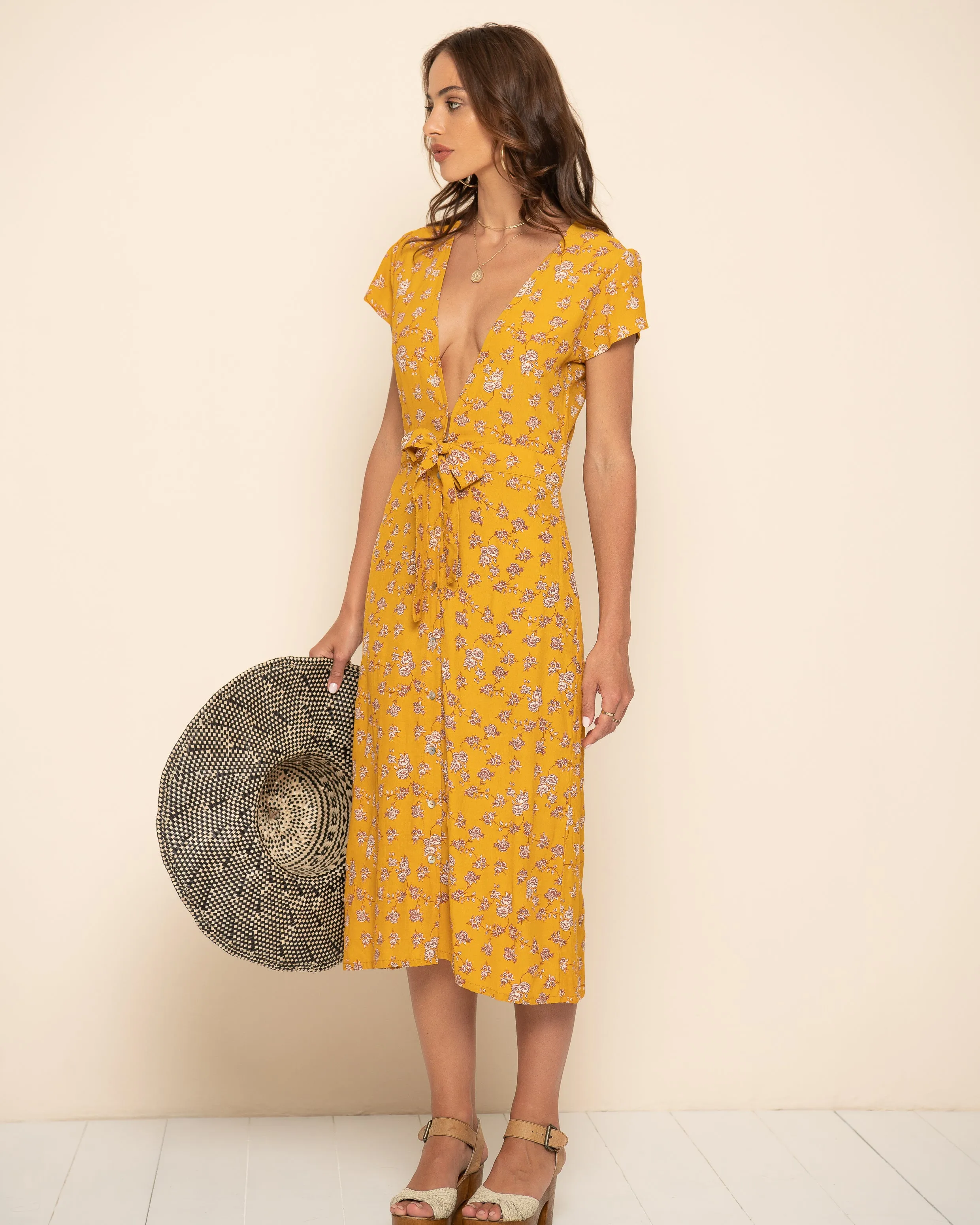 LOUISE MIDI DRESS | May Floral Marigold