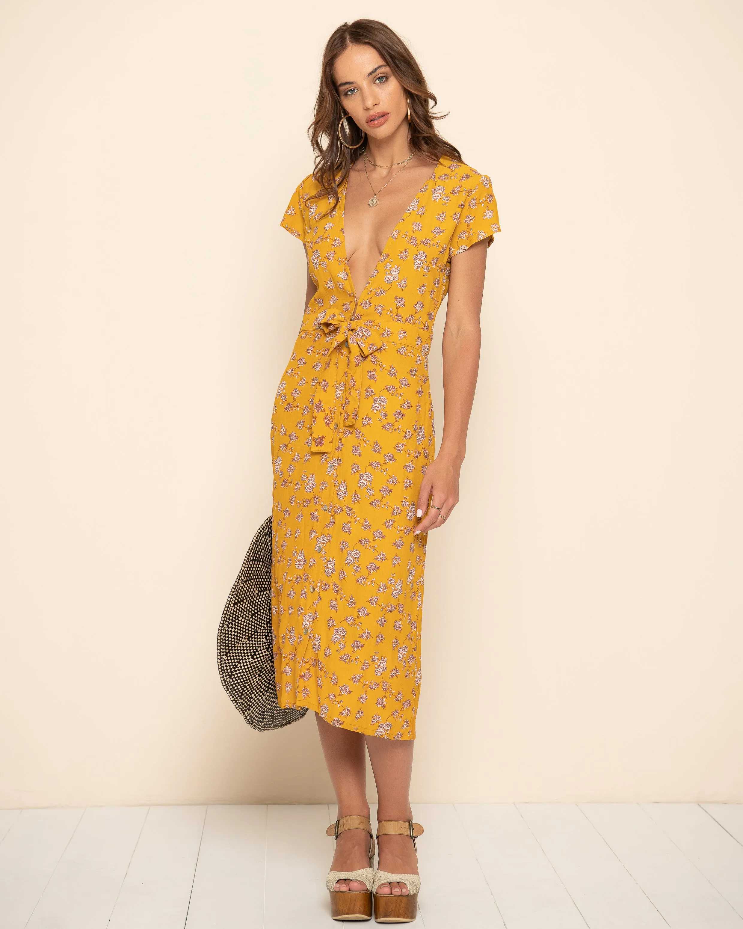 LOUISE MIDI DRESS | May Floral Marigold