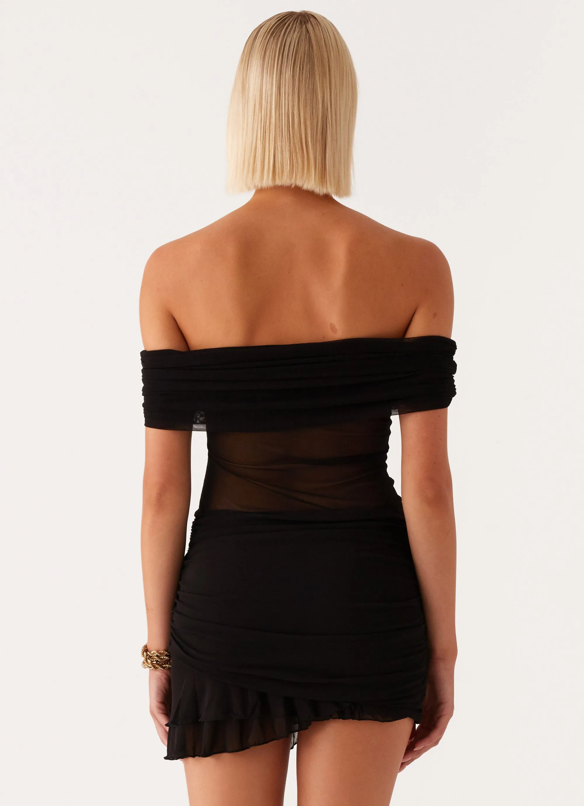 Nelly Off Shoulder Mini Dress - Black