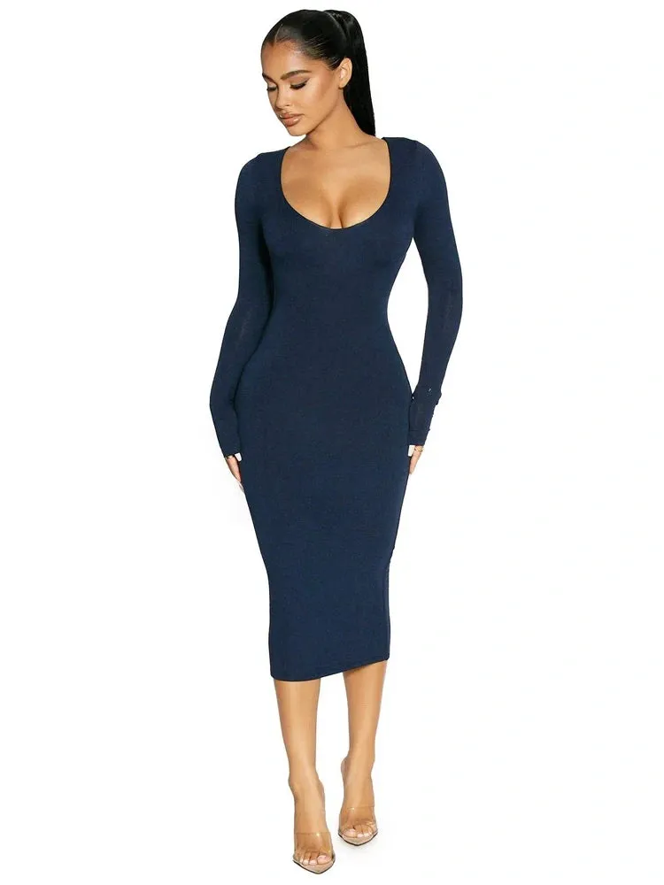 NW Sculpt V-Neck Midi Dress